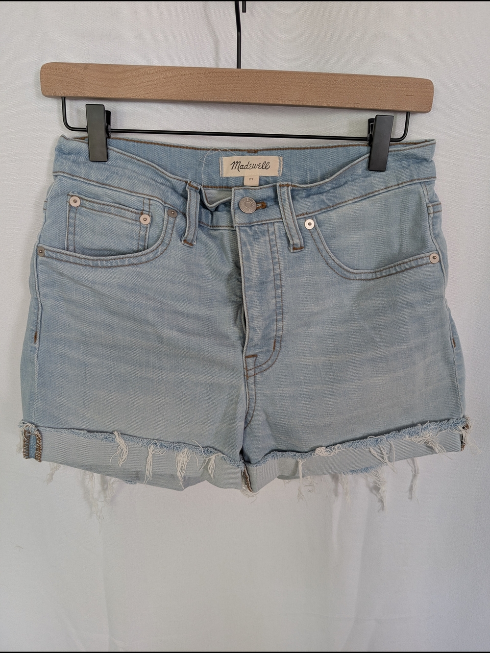 Madewell Light Wash Frayed Hem Denim Shorts